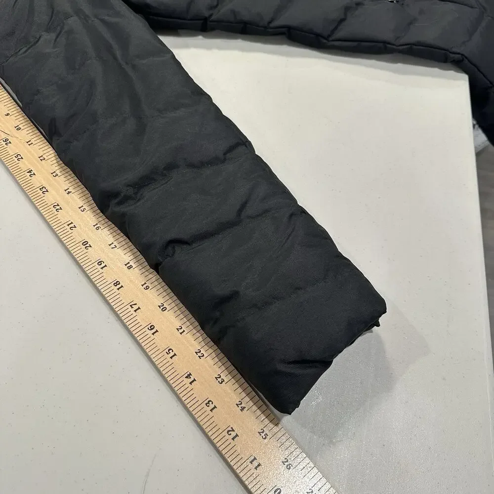 Eddie Bauer Wmn's EB550 Goose Down Puffer Coat Parka Hooded Fur Trim Black Sz S - Picture 5 of 11